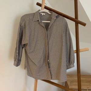 Ann Mashburn brown and white plaid button down size medium